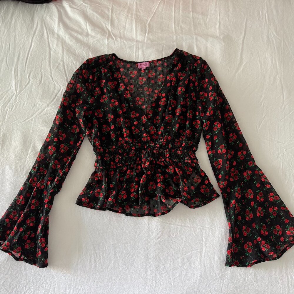 Francesca's See-Through Rose Blouse